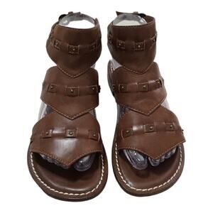 Bernardo Brown‎ Leather Gladiator Strappy Flat Sandal Size 7 M